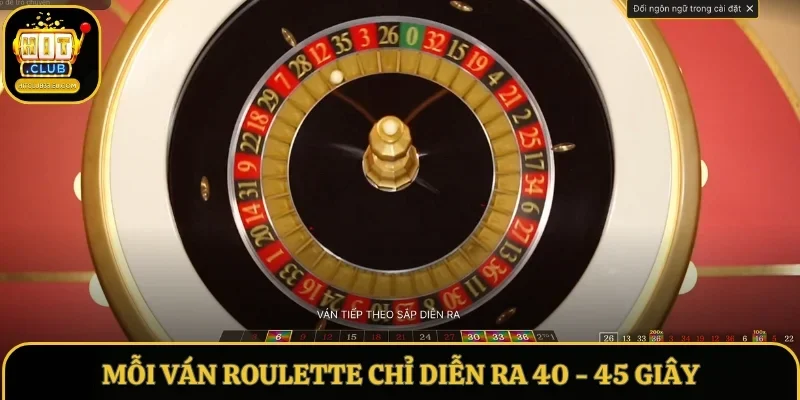 Mỗi ván Roulette chỉ diễn ra trong khoảng 40 đến 45 giây